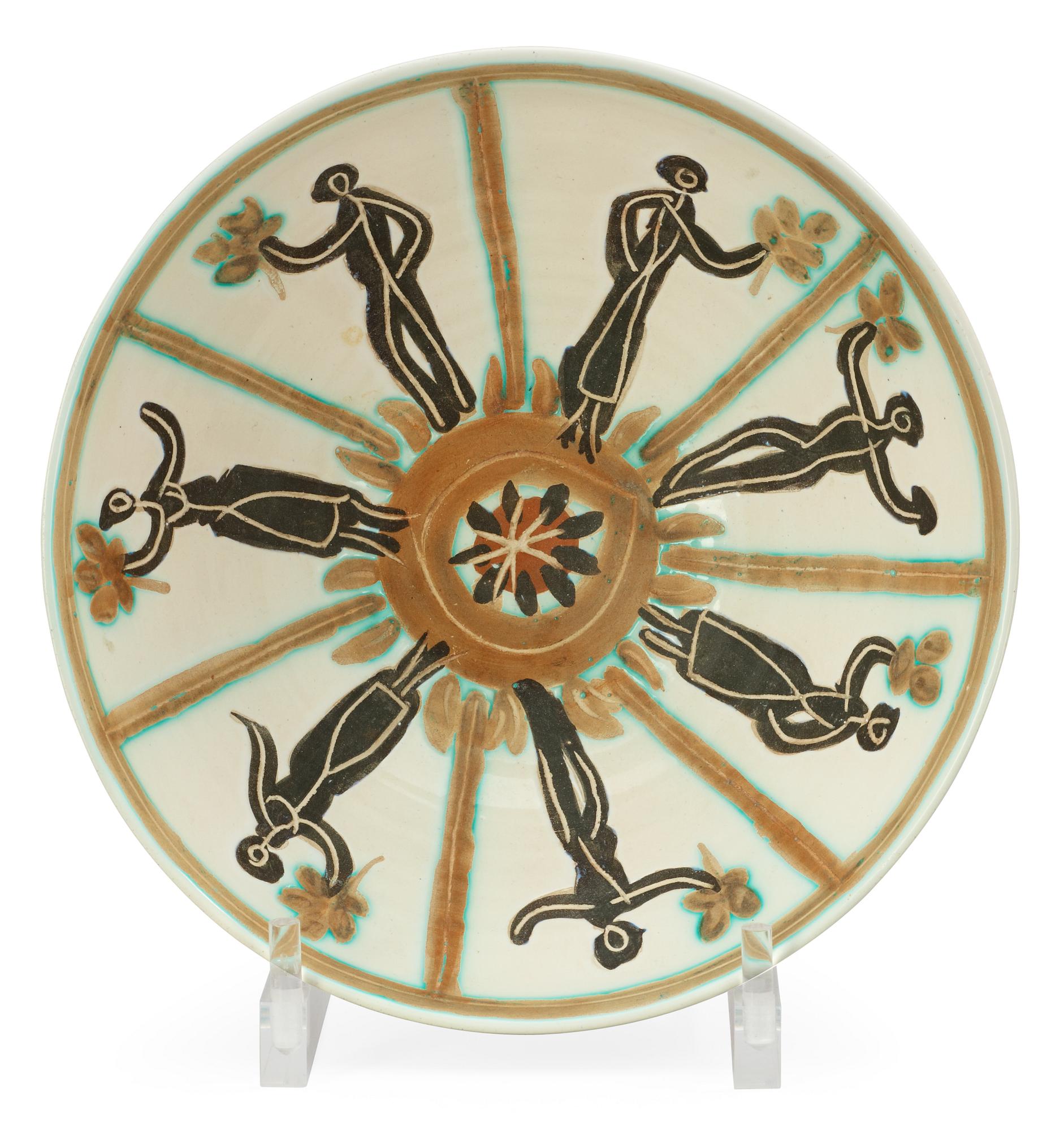 A Pablo Picasso, faience bowl 'Personnages', Madoura, Vallauris, France 1963.