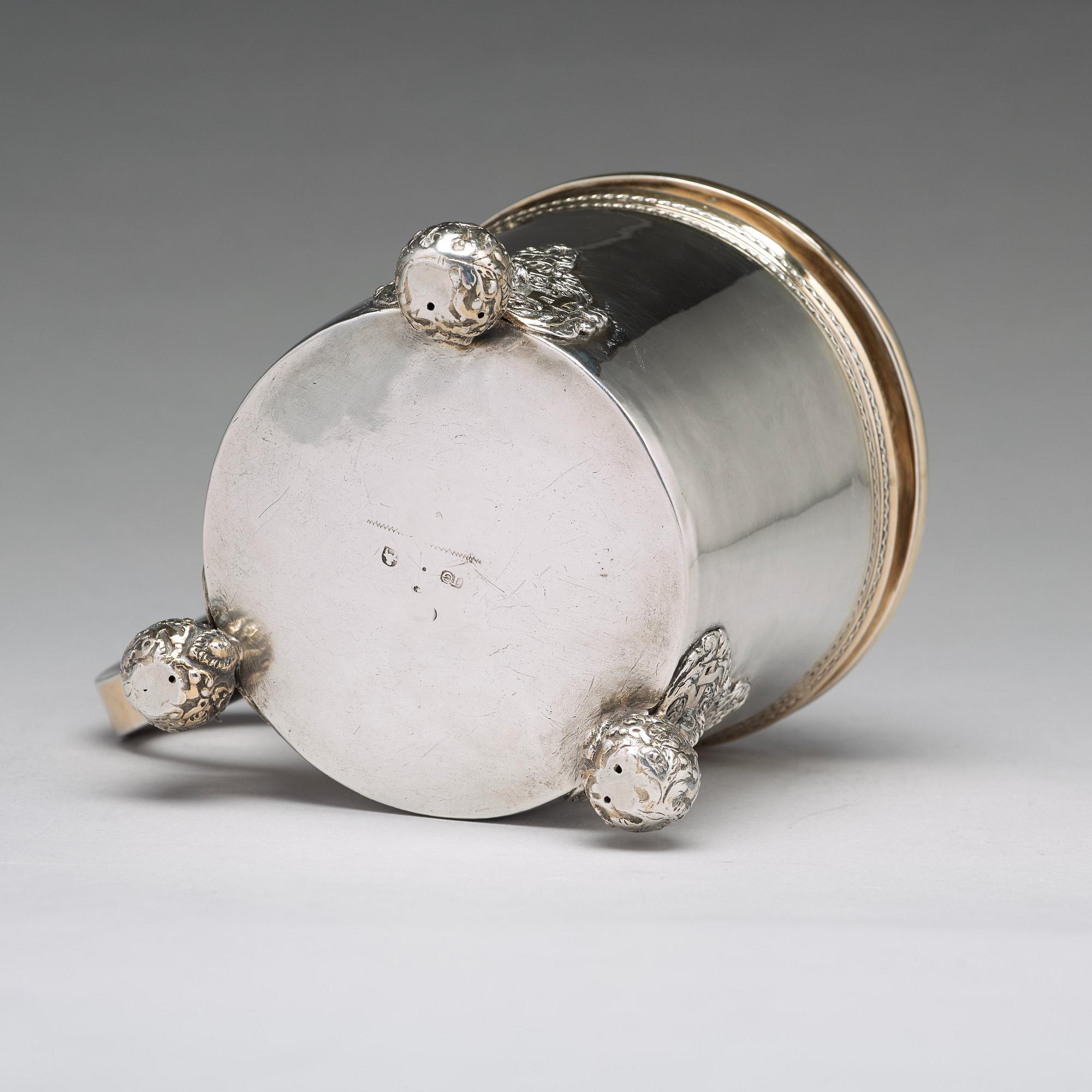 A Swedish 18th century parcel-gilt silver tankard, mark of Olof Lind, Mariestad (1752-1767 (1770)).