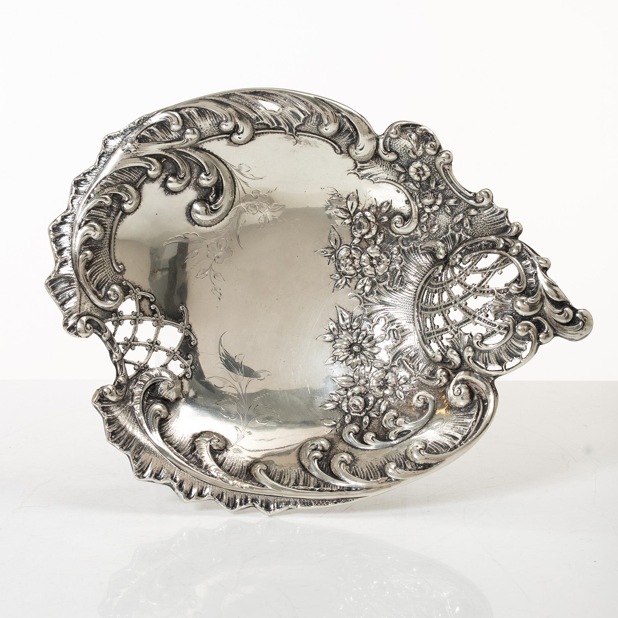 Gallerskål, silver, rokokostil, sekelskiftet 1900, Austria-Hungary.