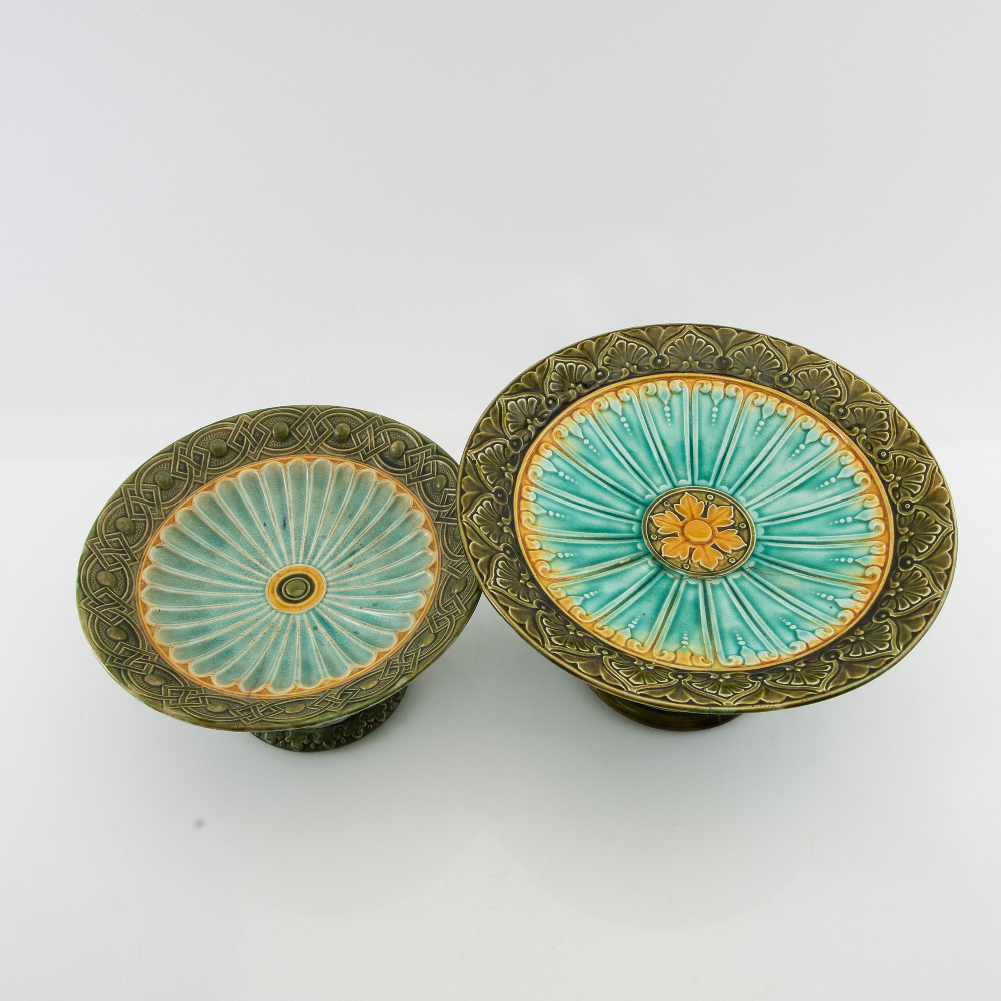 Two footed bowls Rörstrand, Art Nouveau early 20th century.