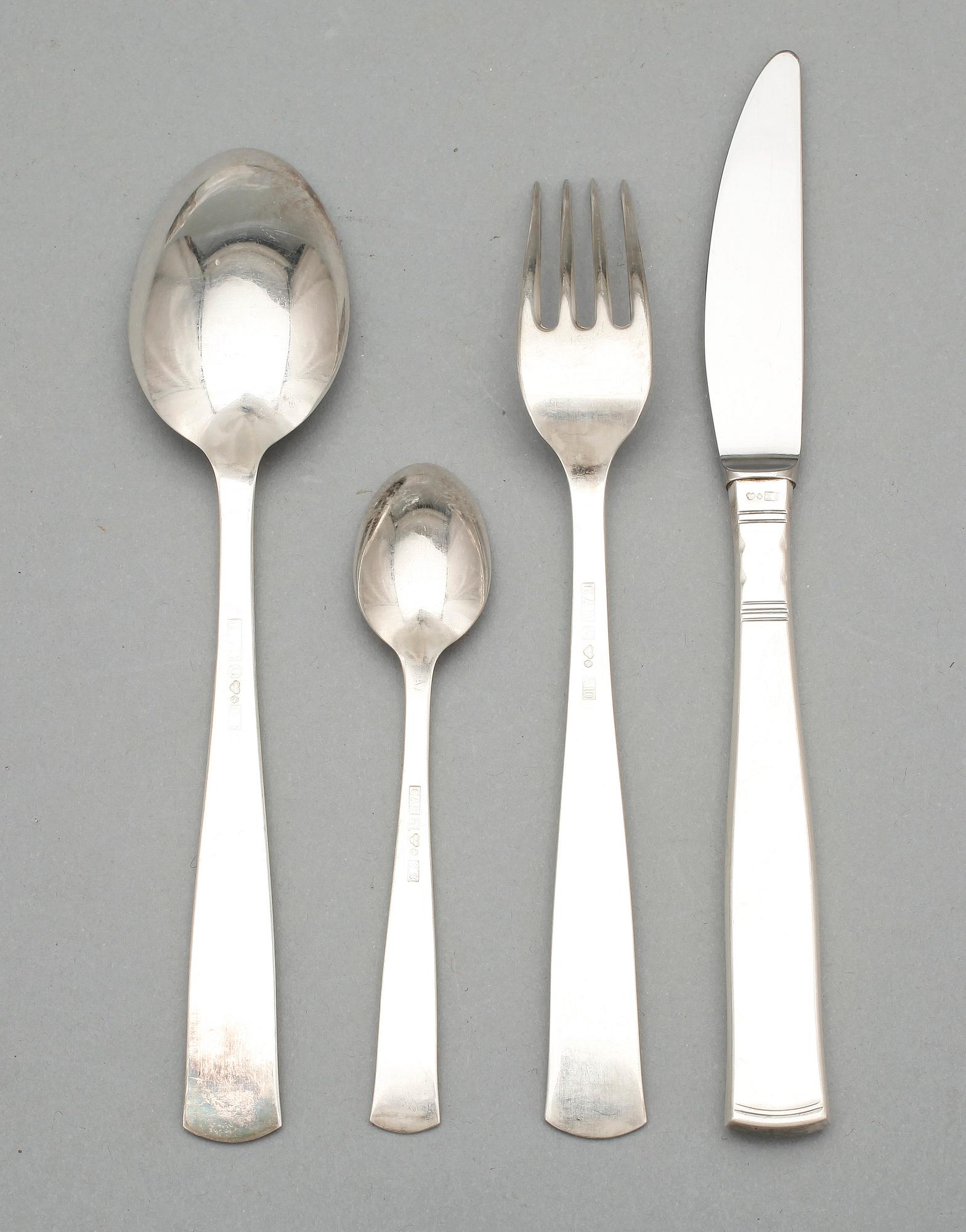 BESTICKSERVIS, 24 delar, silver, "Rosenholm", GAB, Stockholm 1960-70-talet. Tot ca 970 gram.