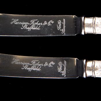 SMÖRKNIVAR,  6 st, silver, Sheffield England 1927.