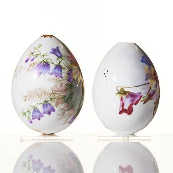 Two Russian porcelain Easter Eggs, circa 1890-1900, Imperial Porcelain Manufactory, St Petersburg.