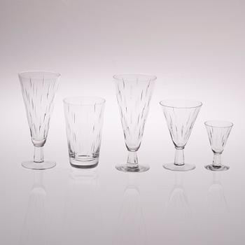 GLASSERVIS, 37 delar, kristall, "Inari", Saara Hopea, Nuutajärvi, design 1953.