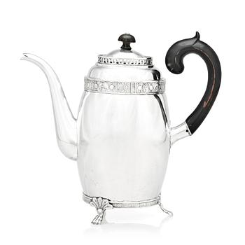 194. A Swedish Empire silver coffee pot, marks of Magnus Dahlqvist, Stockholm, 1820.