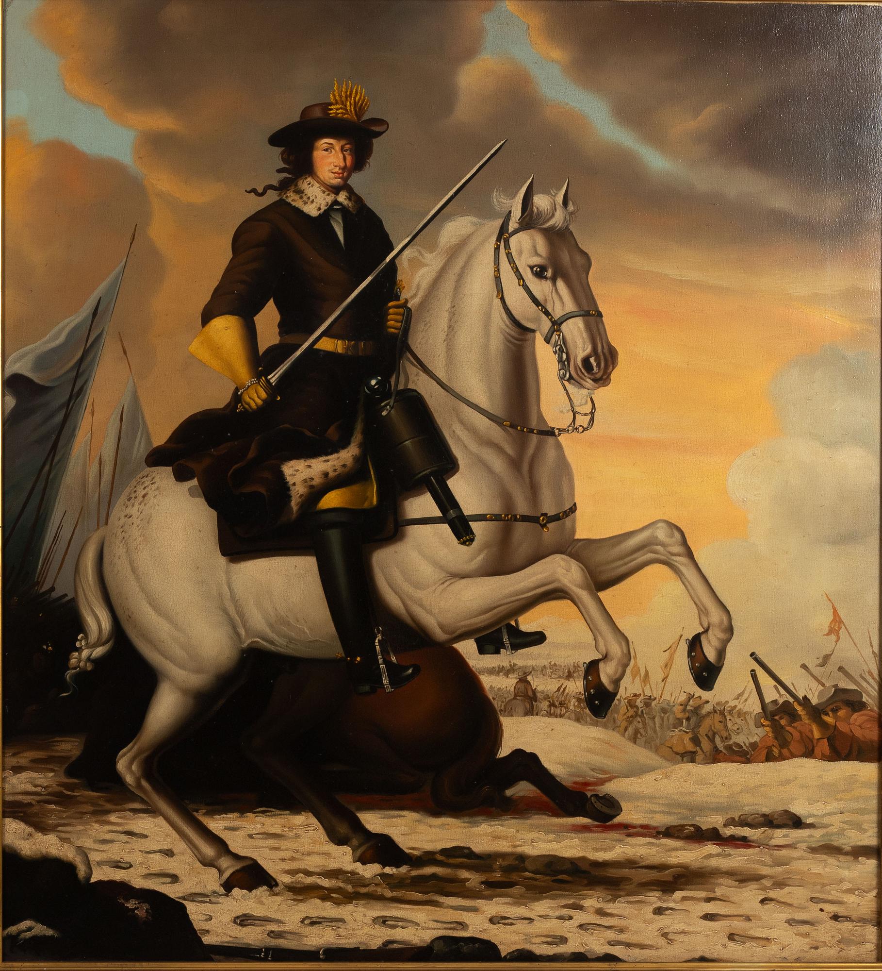 David Klöcker Ehrenstrahl, kopia efter, 1900-talets början, Karl Xi vid slaget vid Lund 1676.