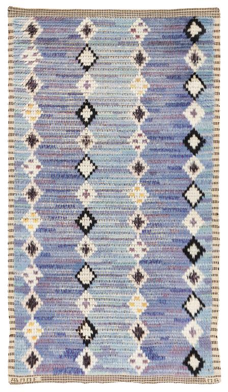 Marianne Richter, a carpet, "Påfågeln", knotted pile, ca 171 x 97 cm, signed AB MMF MR.