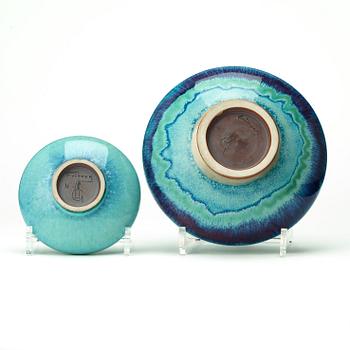 Berndt Friberg, two stoneware vases, Gustavsberg studio 1972.