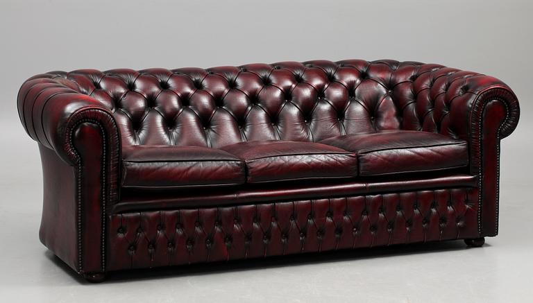 SOFFGRUPP, 3 delar, Chesterfield-stil, 1900-talets slut.