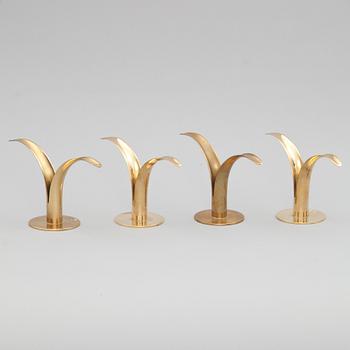 LJUSSTAKAR, 4 st, mässing, "Liljan", Ivar Ålenius Björk för Ystad-Metall.