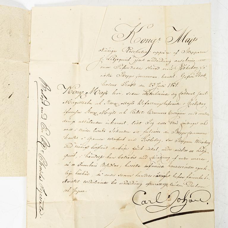 Kungligt brev, signerat Carl XIV Johan, 1831.