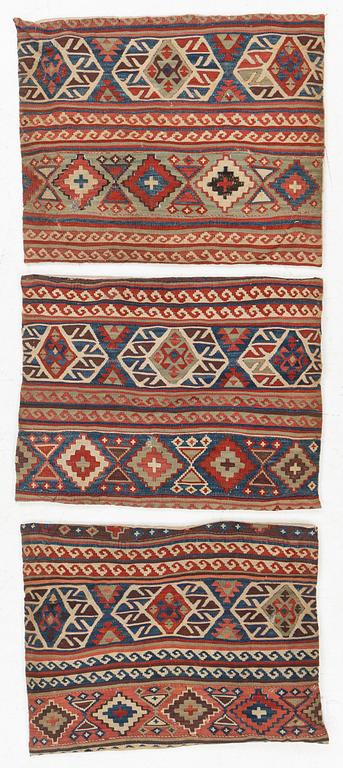 Three kelim cushions, Central Anatolia, probably Konya, mid-19th century.