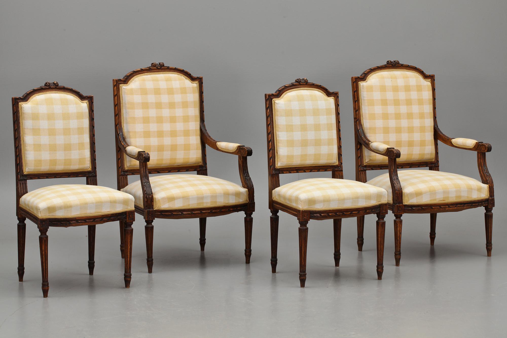 SALONGSGRUPP, 5 delar, gustaviansk stil, 1800/1900-tal.