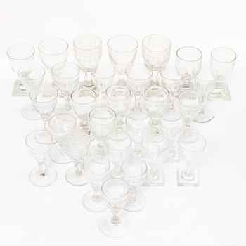 A set of thirty late Gustavian glasses, including from Casimirsborgs glassworks, late 18th/early19th century.