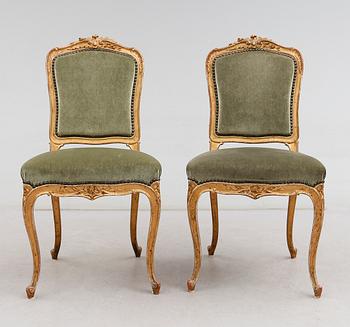 STOLAR, 1 par, rokokostil, omkring år 1900.