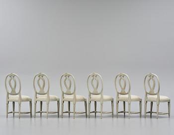 A set of six Gustavian chairs by J. E. Höglander (master in Stockholm 1777-1813).
