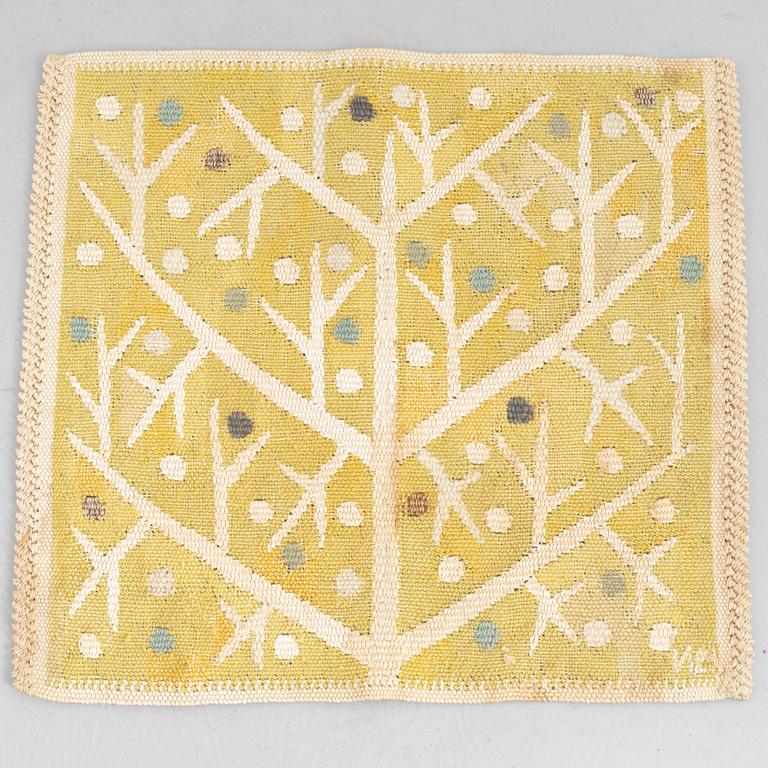 Barbro nilsson, a tapestry weave 'Gul kvist' textile, signed BM, c. 31 x 34 cm.