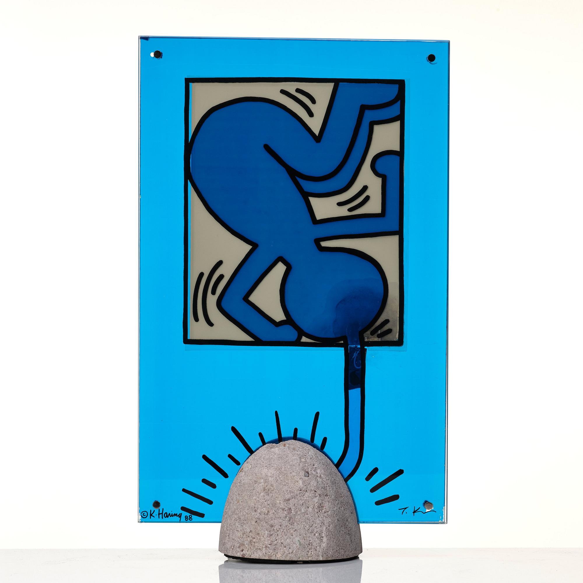 Keith Haring, & Toshiyuki Kita, a pair of table lamps / sculptures, Kreon, Germany, 1988.