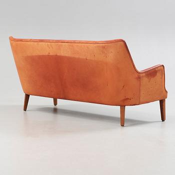 An Arne Vodder brown leather sofa, executed by Ivan Schlechter, Denmark 1950's-60's.