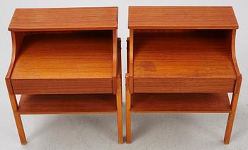 A pair of bedside tabled, Carlström & Co, Bjärnum, 1950's/60's.