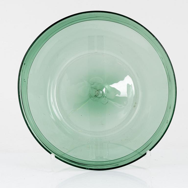 A Swedish pale green glass bowl around year 1800.