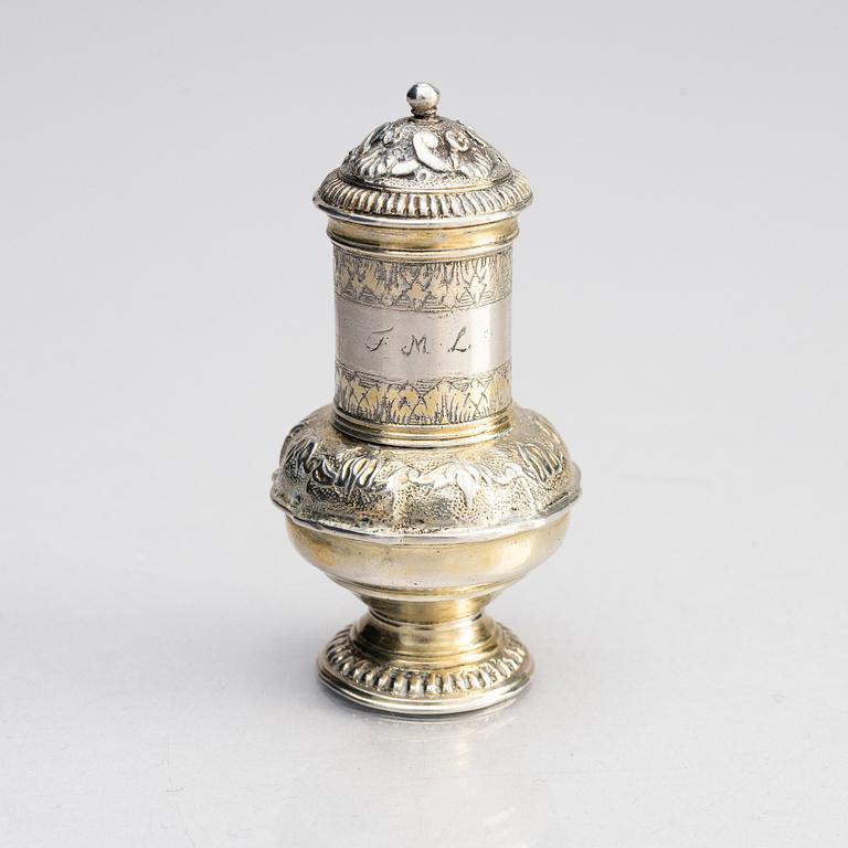An 18th century parcel-gilt silver snuff-box, unmarked, Northern Europe.