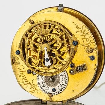 En samling fickur, spindelur, 3 st i silver.