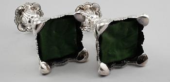 LJUSSTAKAR, ett par, silver, rokokostil, GAB, Stockholm, 1952.