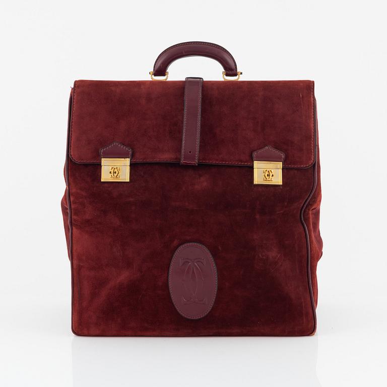 Cartier, A red suede vintage weekendbag.