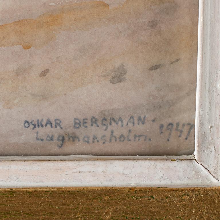 OSKAR BERGMAN, watercolour, signed Oskar Bergman and dated Lagmansholm 1947.