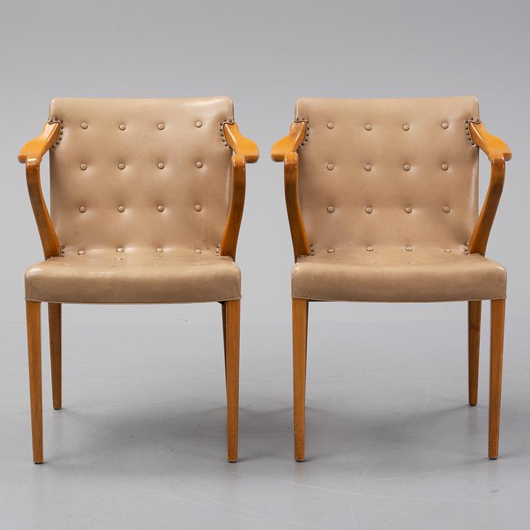 Axel Larsson, a pair of beech armchairs, Svenska Möbelfabriken, Bodafors, 1940's.