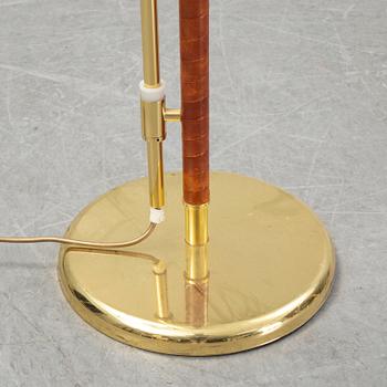 A pair of brass and leather floor lights, Örsjö Industri, 21st century.