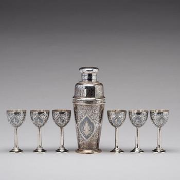 COCKTAILSET, åtta delar, silver. Thailand.