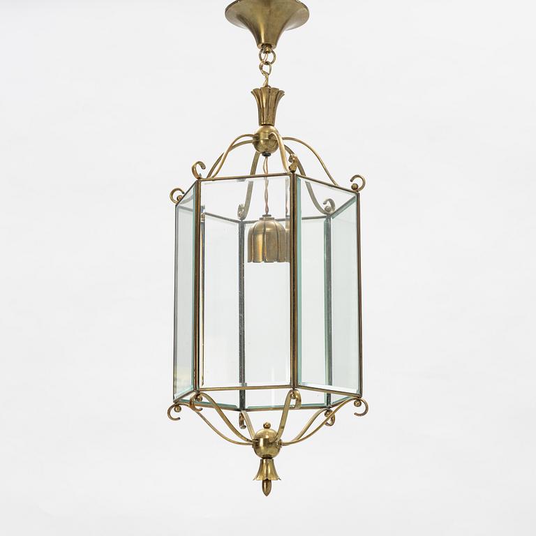 Brass and glass table lamp, 1900's.