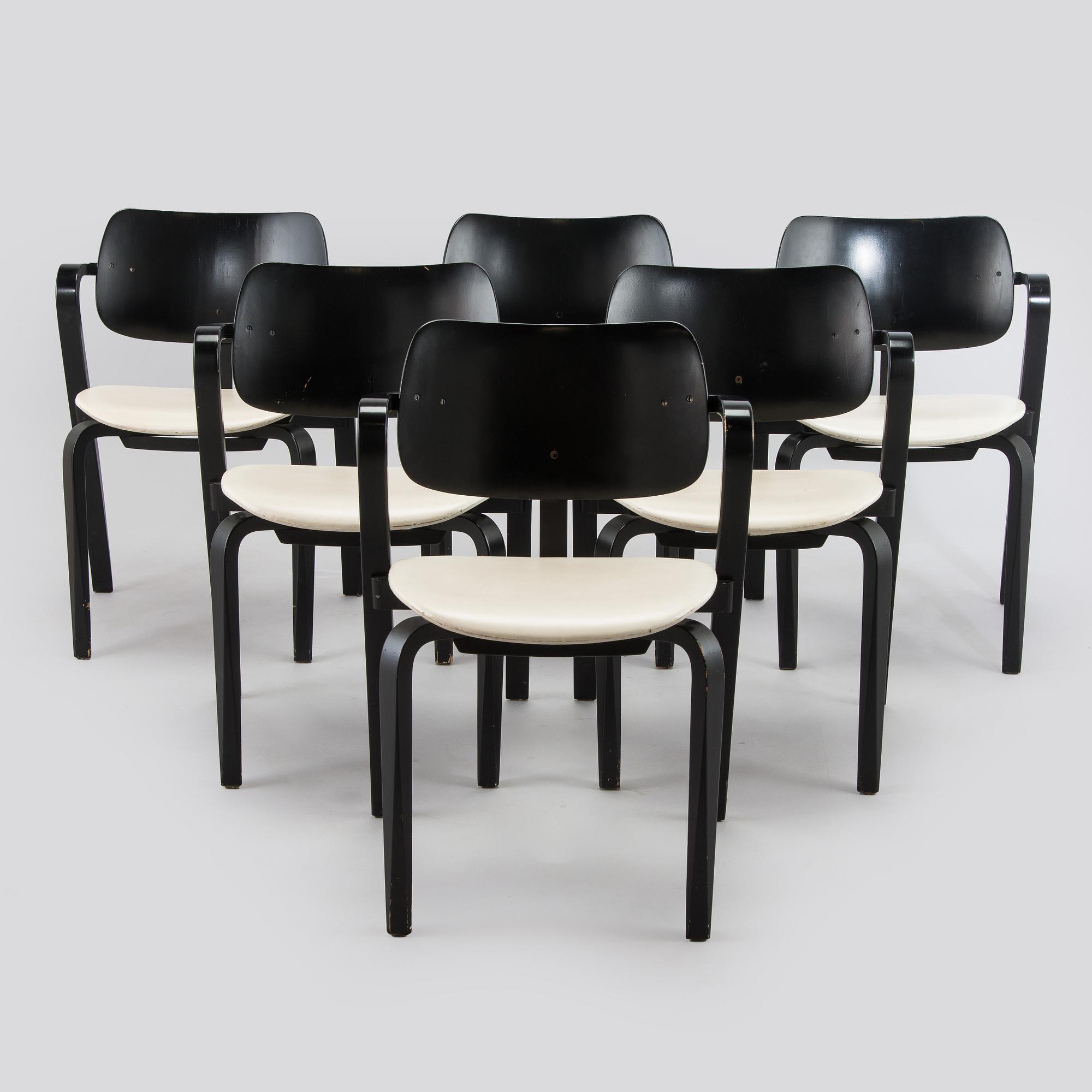 Ilmari Tapiovaara, a set of six 1960s 'Aslak' armchairs for Asko, Finland.