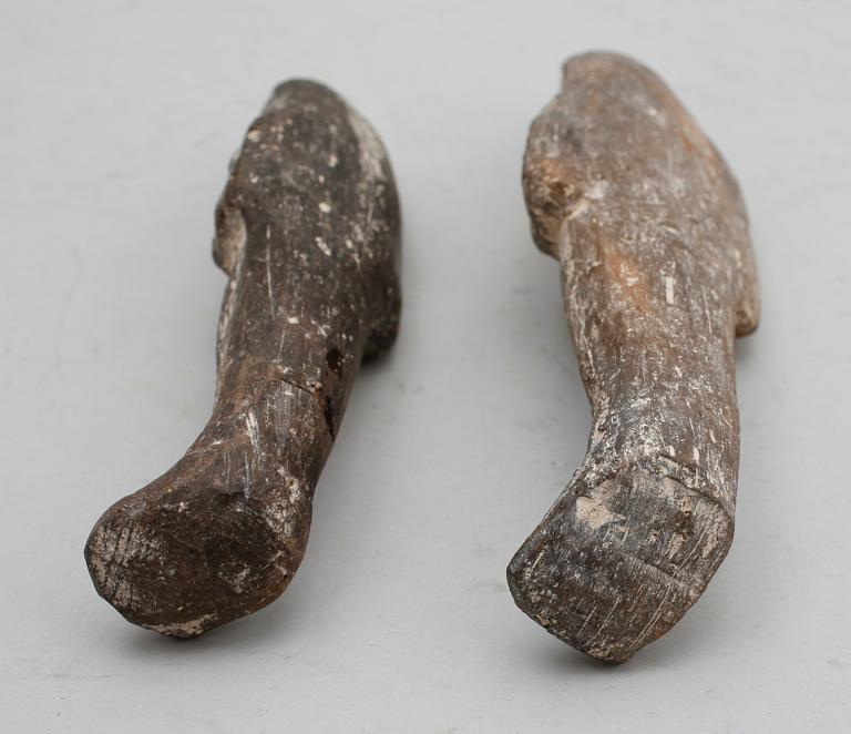 GRAVSKULPTURER, 2 st, stenmassa/keramik, Egypten.