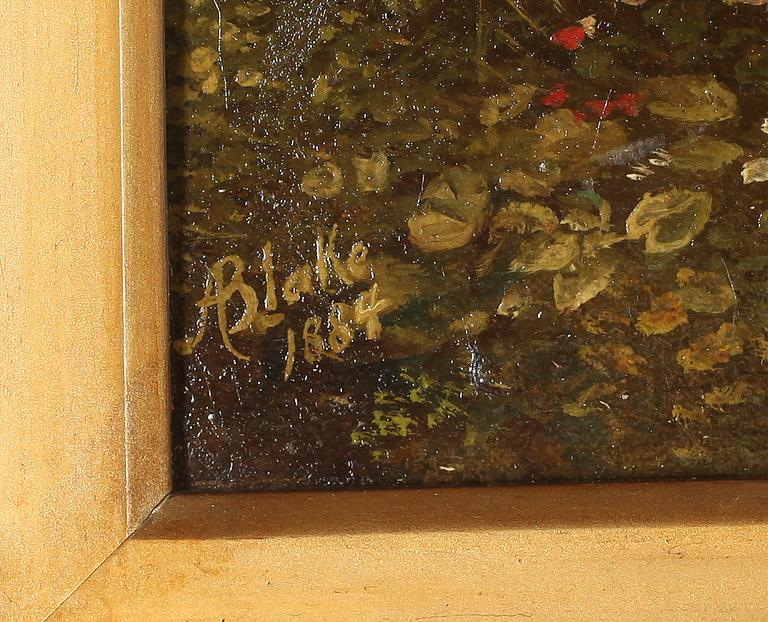 OKÄND KONSTNÄR, olja på duk, signerad A Blake samt daterad 1884.