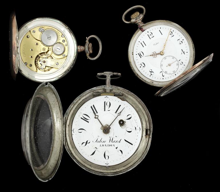 FICKUR, 3 st,  bla Omega, 1800/1900-tal.