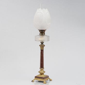 A kerosene lamp, circa 1900.
