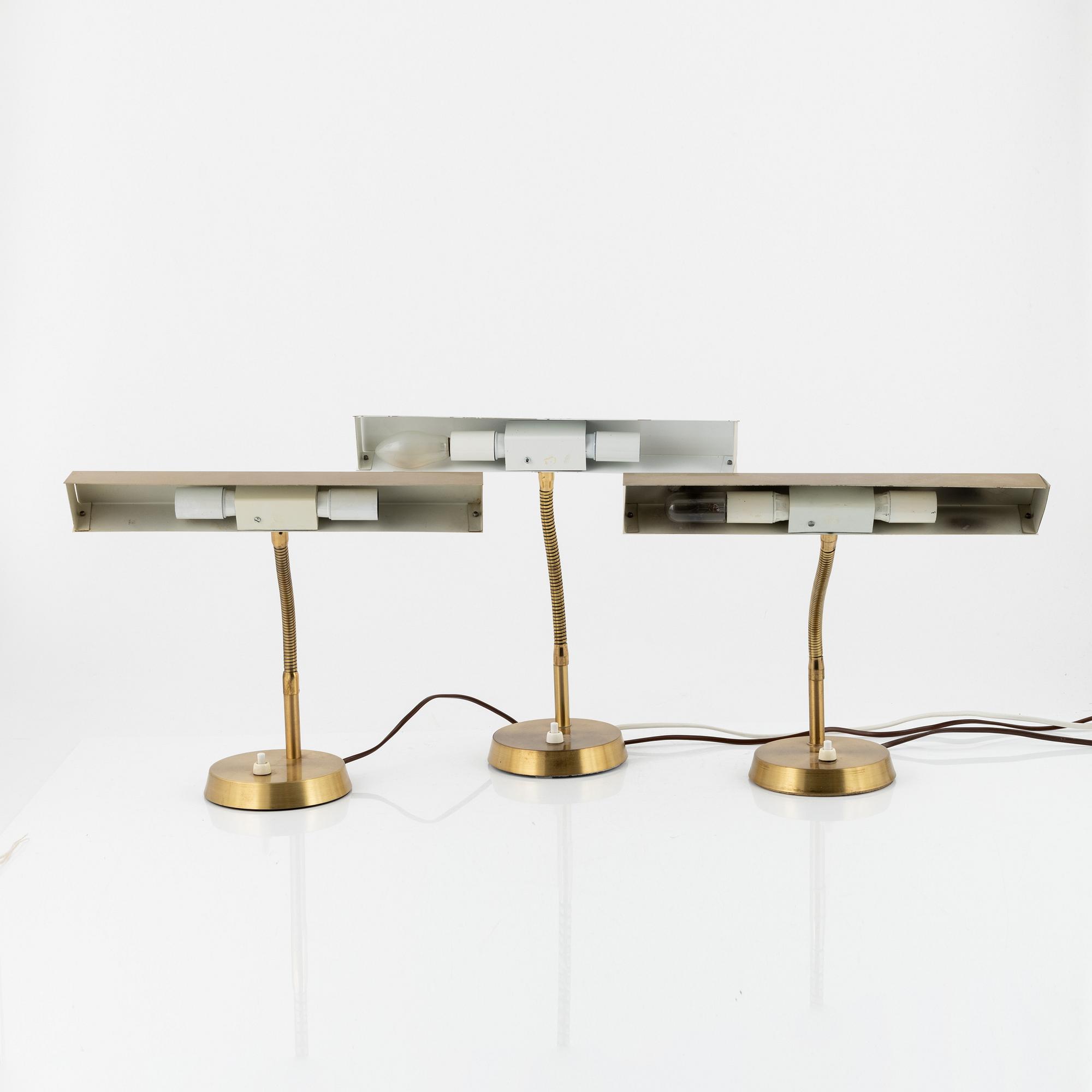 Bordslampor, 3 st, Boréns, 1900-talets andra hälft.