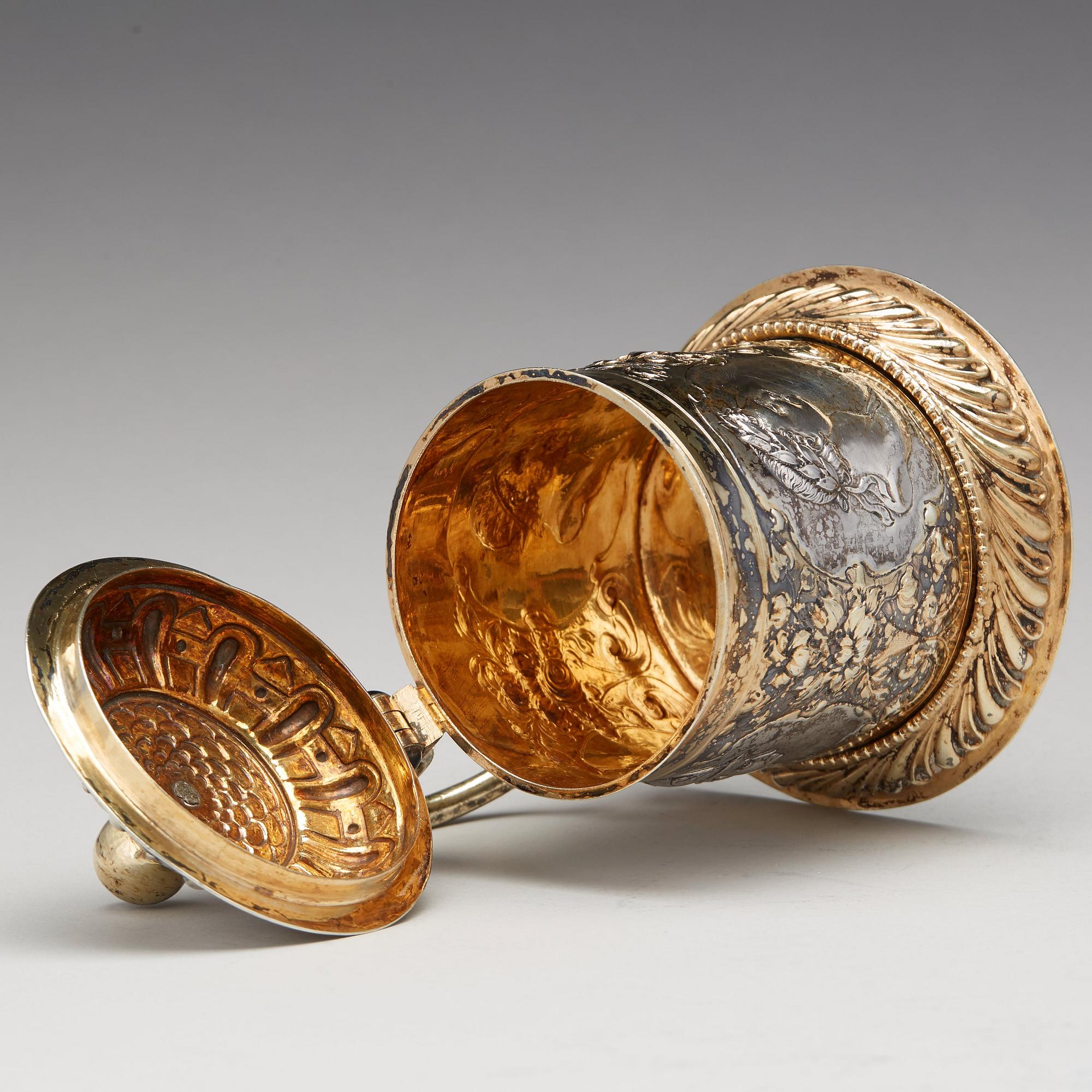 Simon Wickert, dryckeskanna, silver, Augsburg (verksam 1691-1708). Barock.
