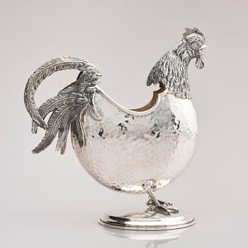 Kanna i form av tupp, sterlingsilver, 1900-talets andra hälft.