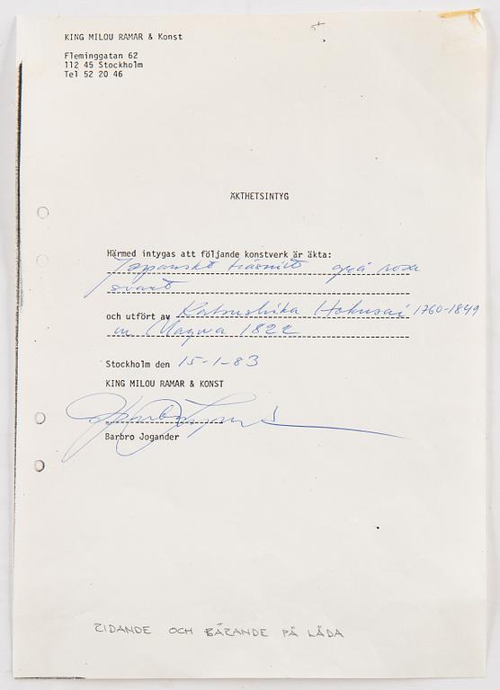 Katsushika Hokusai, Three sheets from album, Japan, 19th century.