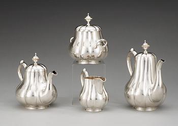 A Russian four piece parcel gilt the- and coffee-set, unidentified makers mark, St. Petersburg 1886.