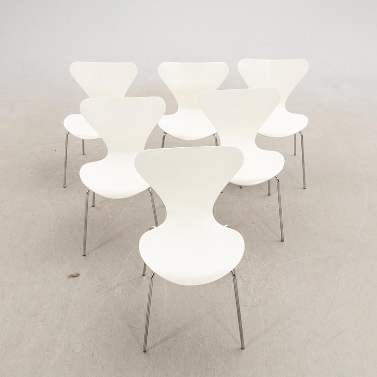 Arne Jacobsen, Chairs 6 pcs, "The Seven" for Fritz Hansen Denmark 1979.