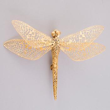 MARIA JAUHIAINEN, BROOCH, "Dragonfly", steel, 24K gold leaf, 2018.