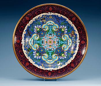 1301. A massive cloisonné charger, late Qing dynasty (1644-1912).