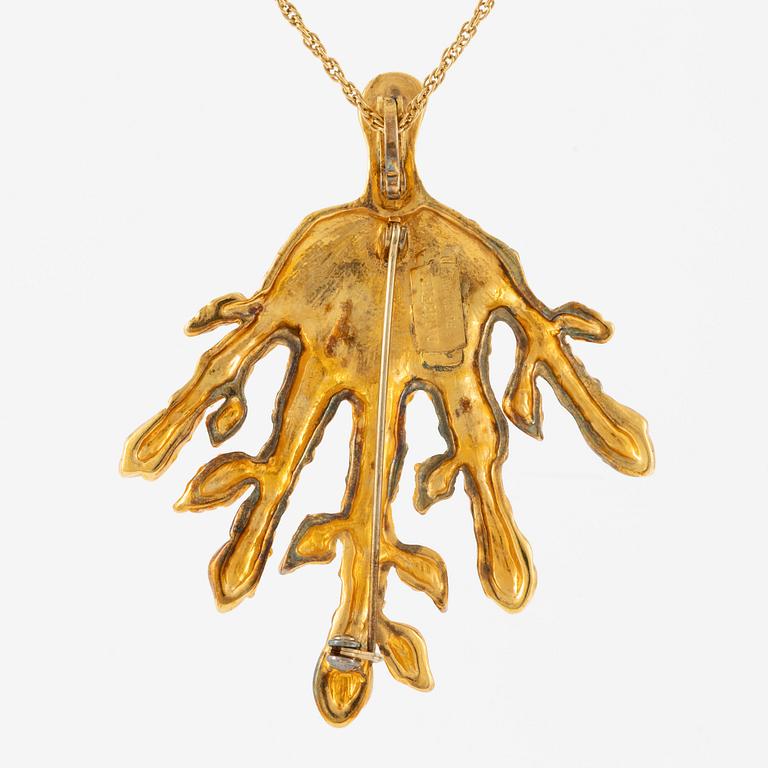 Pendant/brooch with chain "Leaf Veined Hand", Joies/Salvador Dali.