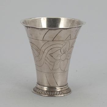 BÄGARE, silver, Finland, Tavastehus 1782, Petter Törnqvist. Vikt 52 g.