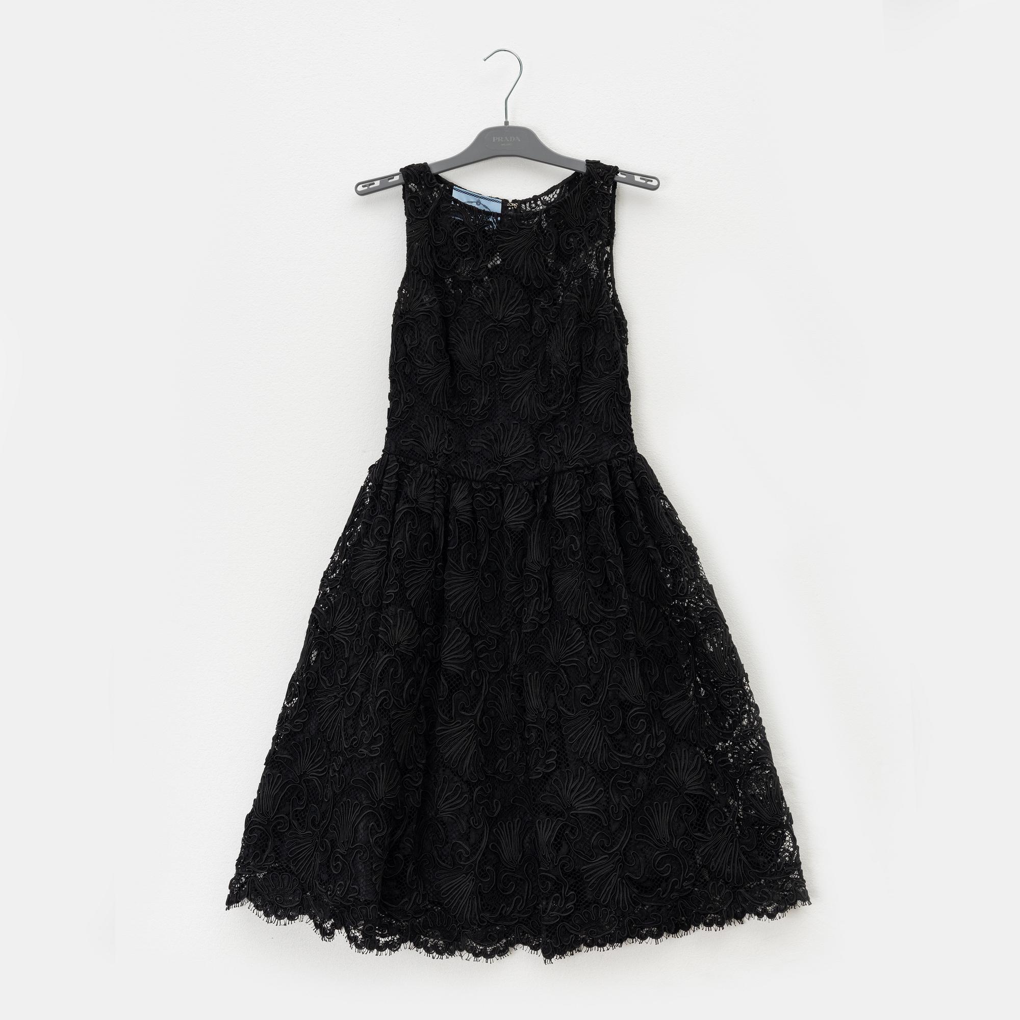 Prada, a black lace dress, size 38.
